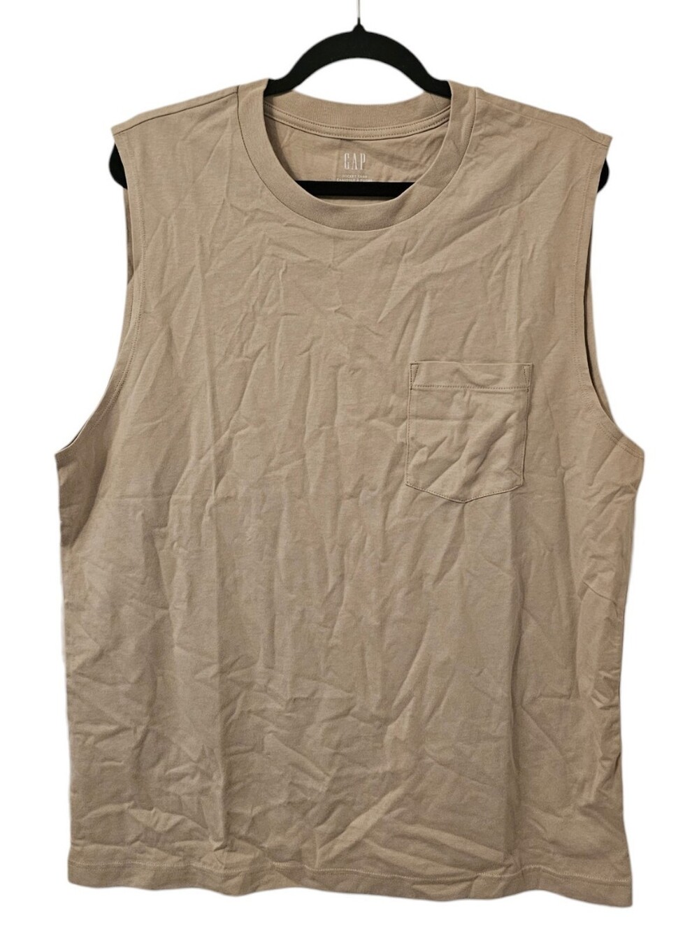 Beige GAP Men's Organic Cotton Muscle Sleeveless Pocket T-Shirt